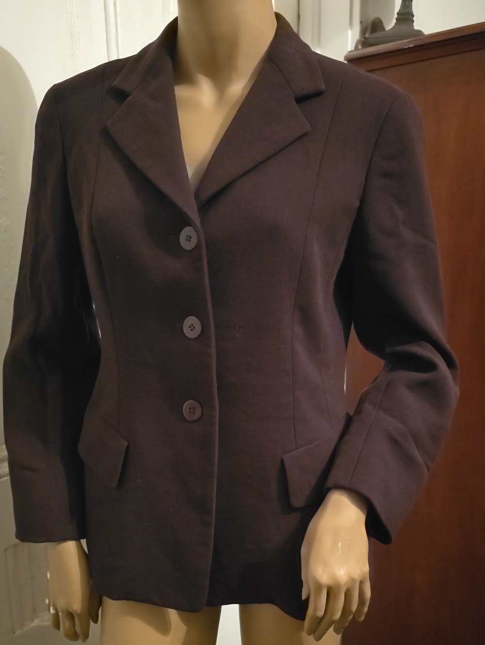 Donna Karan NY Brown Tailored Three-Button Blazer